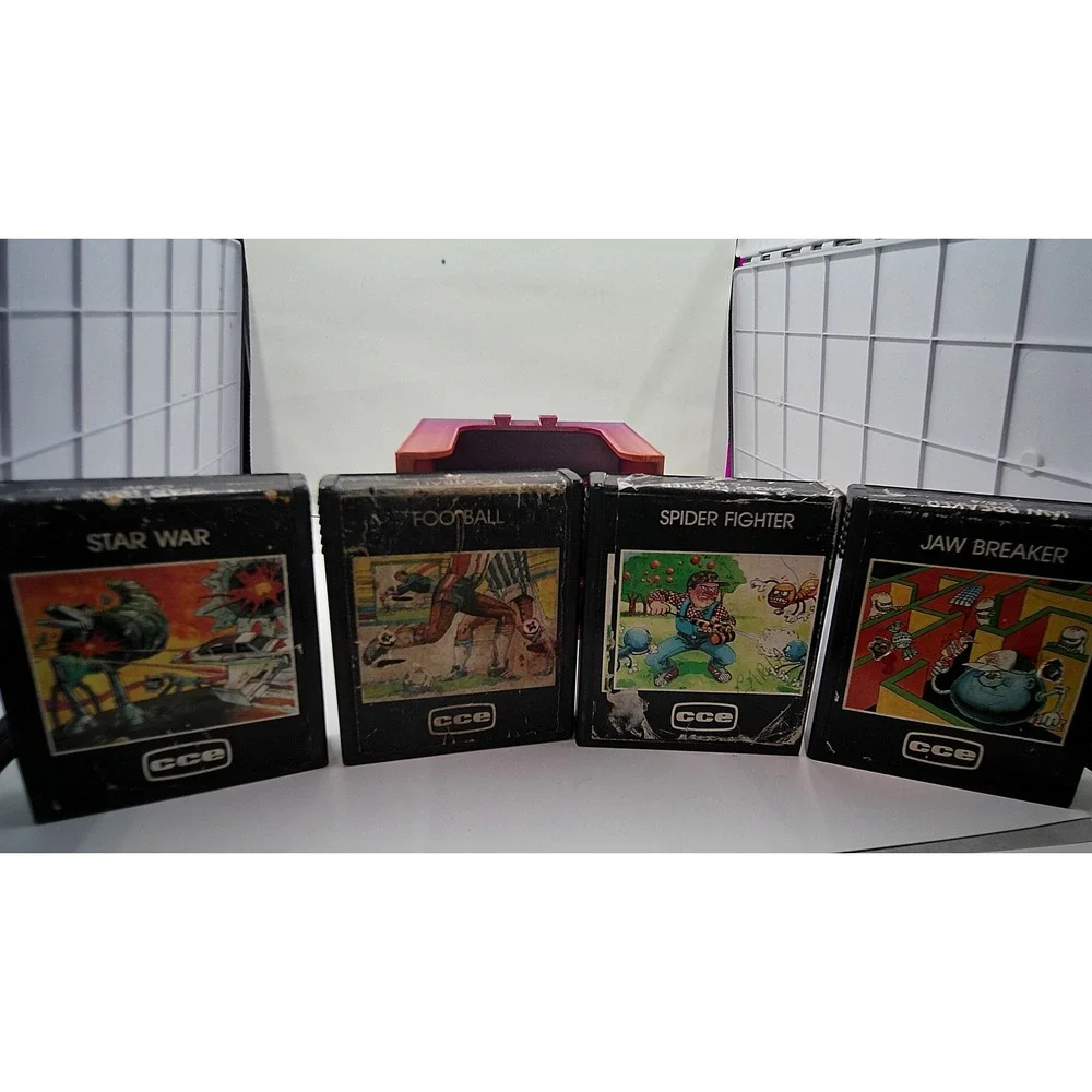 4 CCE Atari 2600 Games Star War Jaw Breaker Football Spider Fighter Brazil NTSC